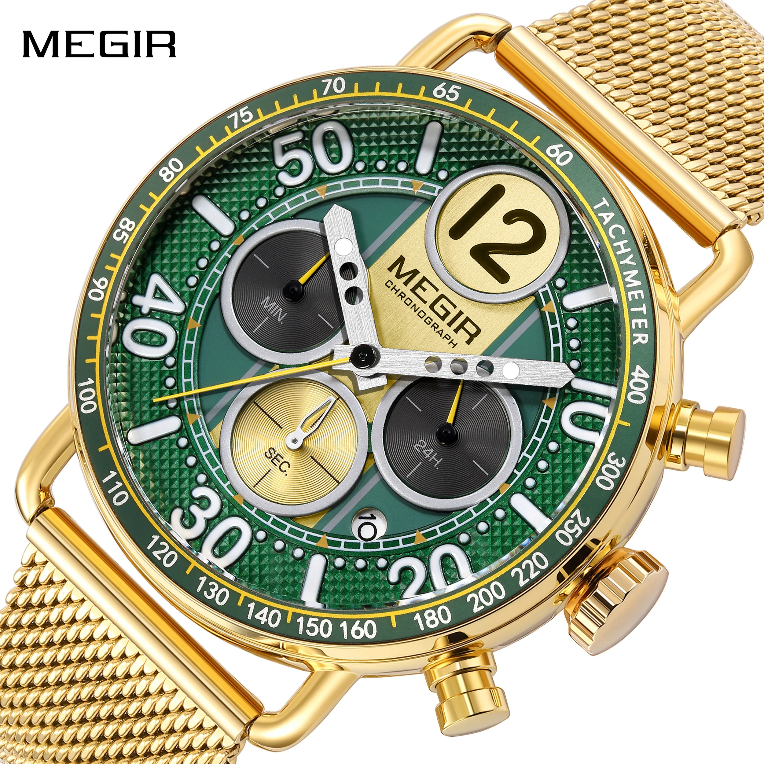 

MEGIR модные спортивные наручные часы для мужчин водостойкие кварцевые часы с датой в стиле милитари хронограф мужские часы с большим циферблатом Reloj Hombre