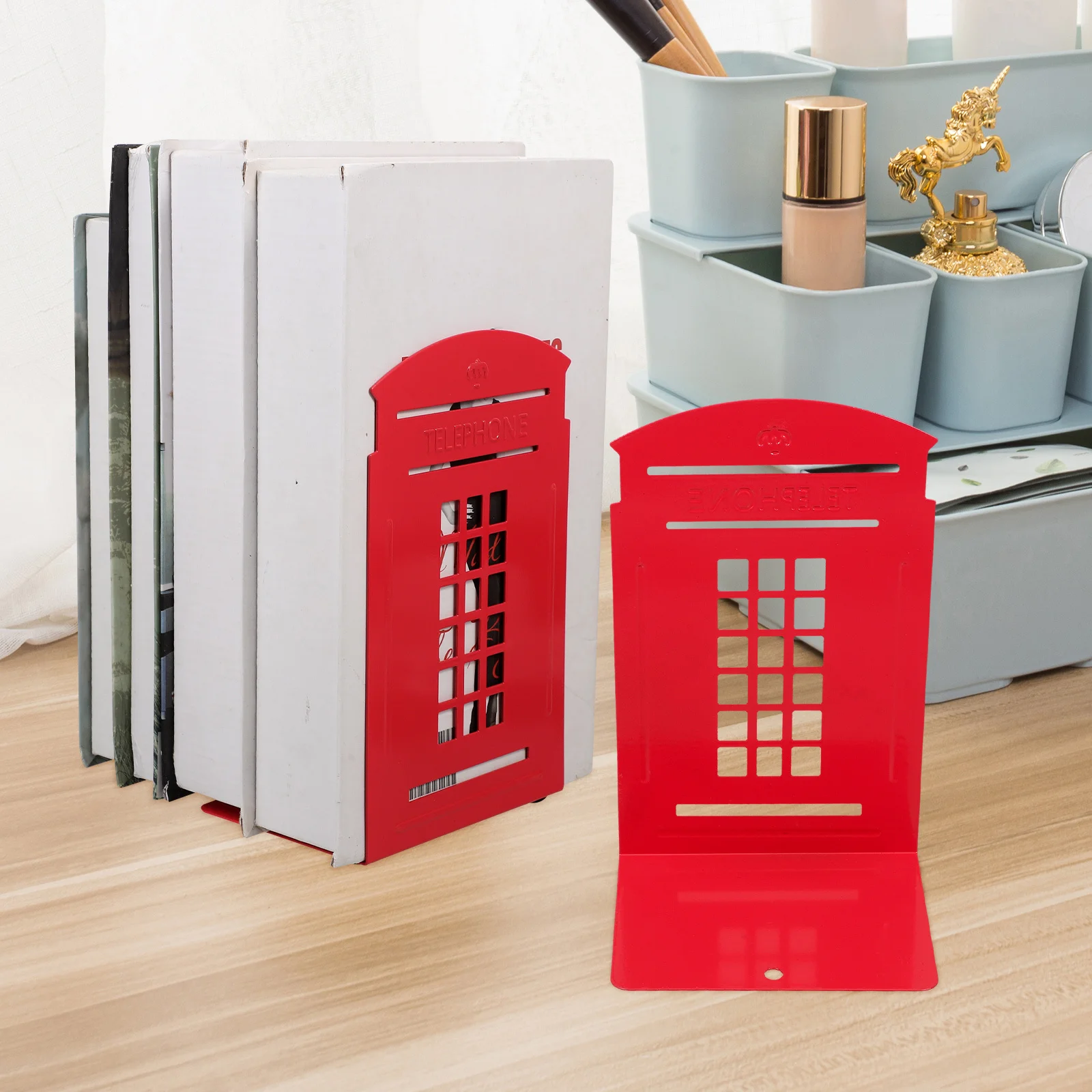 2 قطعة كتاب الحديد ينتهي كشك الهاتف خمر شكل غلاف إبداعي للمنزل مكتب الرف ديكور كتاب قوي دعم الكتب الثقيلة