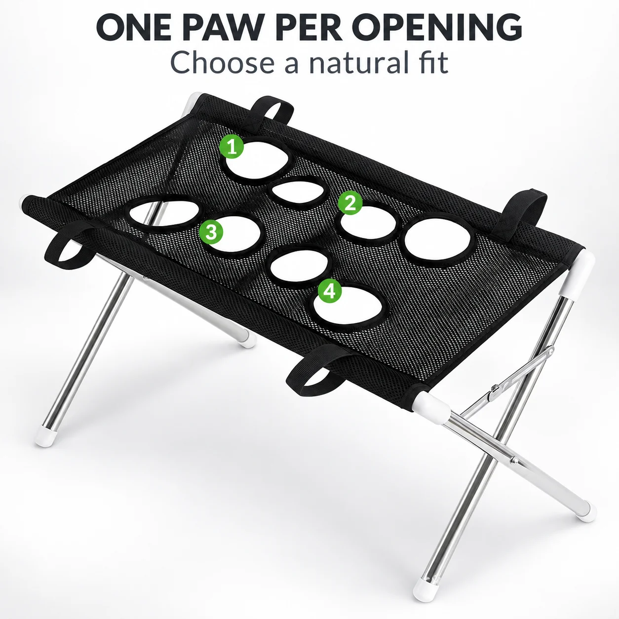 Portable Dog Grooming Table with 8 Leg Openings, Compact Foldable Mesh Stand for Nail Trimming, Black