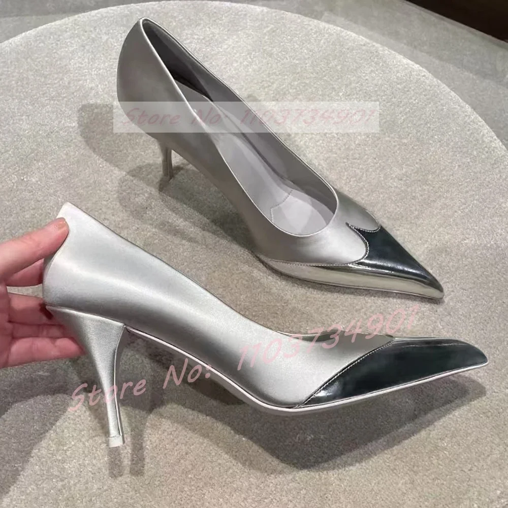 Green Satin Metallic Leather Toe Pumps Women Fashion Pointed Toe Stiletto High Heel Shoes Female Casual Party Wedding Sexy Pumps view 5