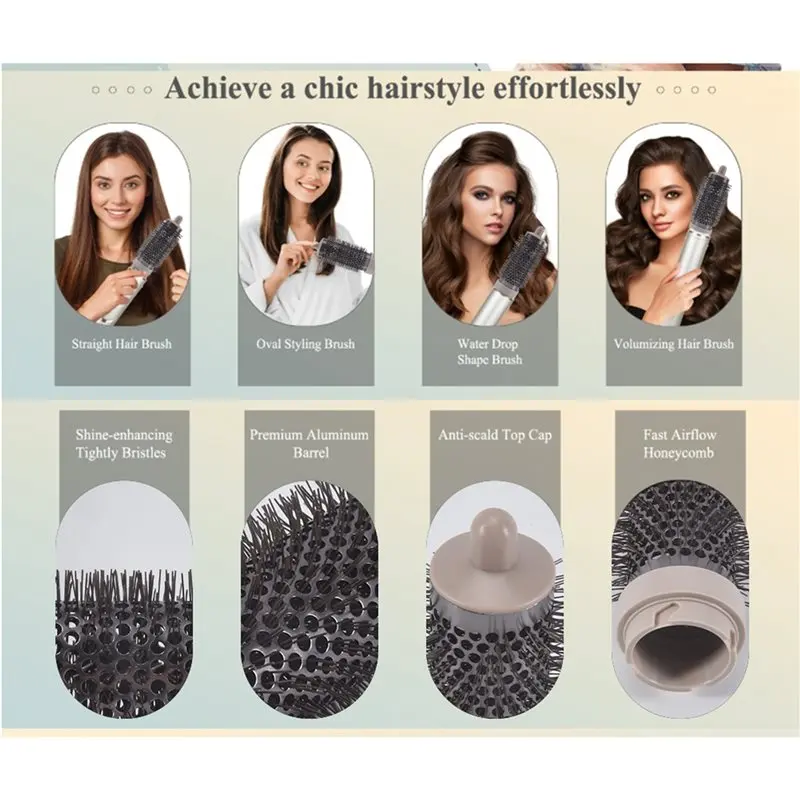 AC39-Attachement de barils à boucles longues et brosse ronde pour les accessoires Shark Flexstyle créent une vague naturelle classique et texturée S