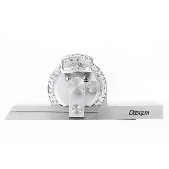 Dasqua Three Blades Stainless Steel Universal Dial Protractor With Fine Adjustment and Magnifier