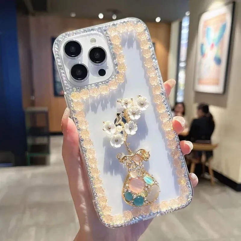 

Flowers Shaped 3D Rhinestone Cell Phone Case, Cover for Samsung A50, A70S, 5G, A52, A71, 4G, A51, A72, A73, A53, Fashion