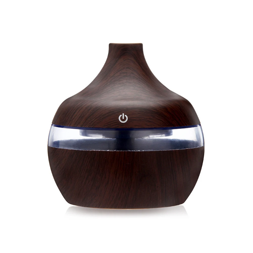 Home Ambiance Shallow Wood Grain Air Fresheners Portable Essential Oil Humidifier Air Quality Humidifier 300ml Diffuser