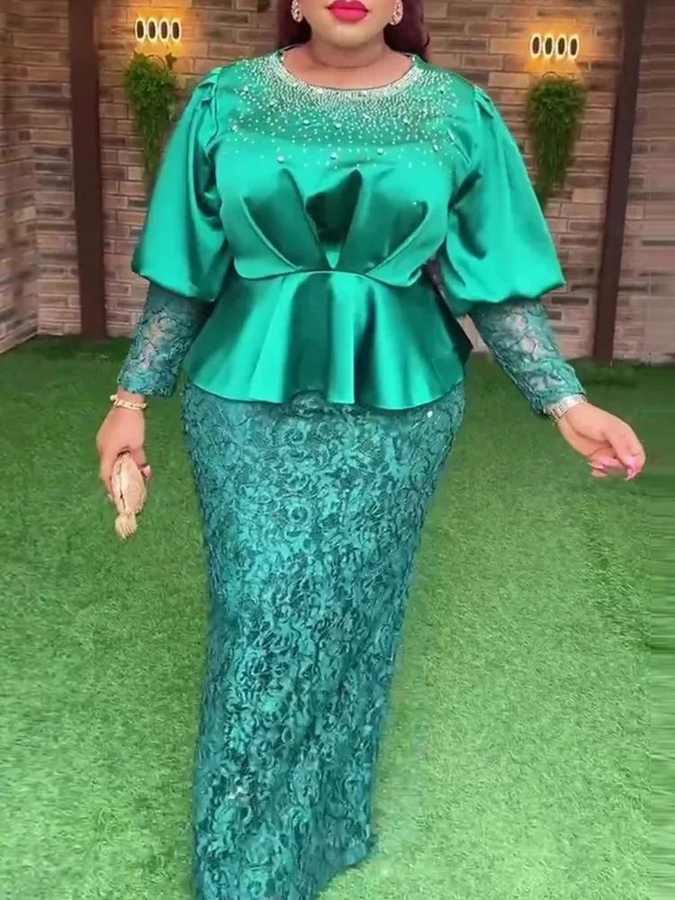 Robes africaines en dentelle pour femmes, Dashiki Ankara, grande taille, tenue de soirée, de mariage, élégante, jupes en Y, nouvelle mode, 2023