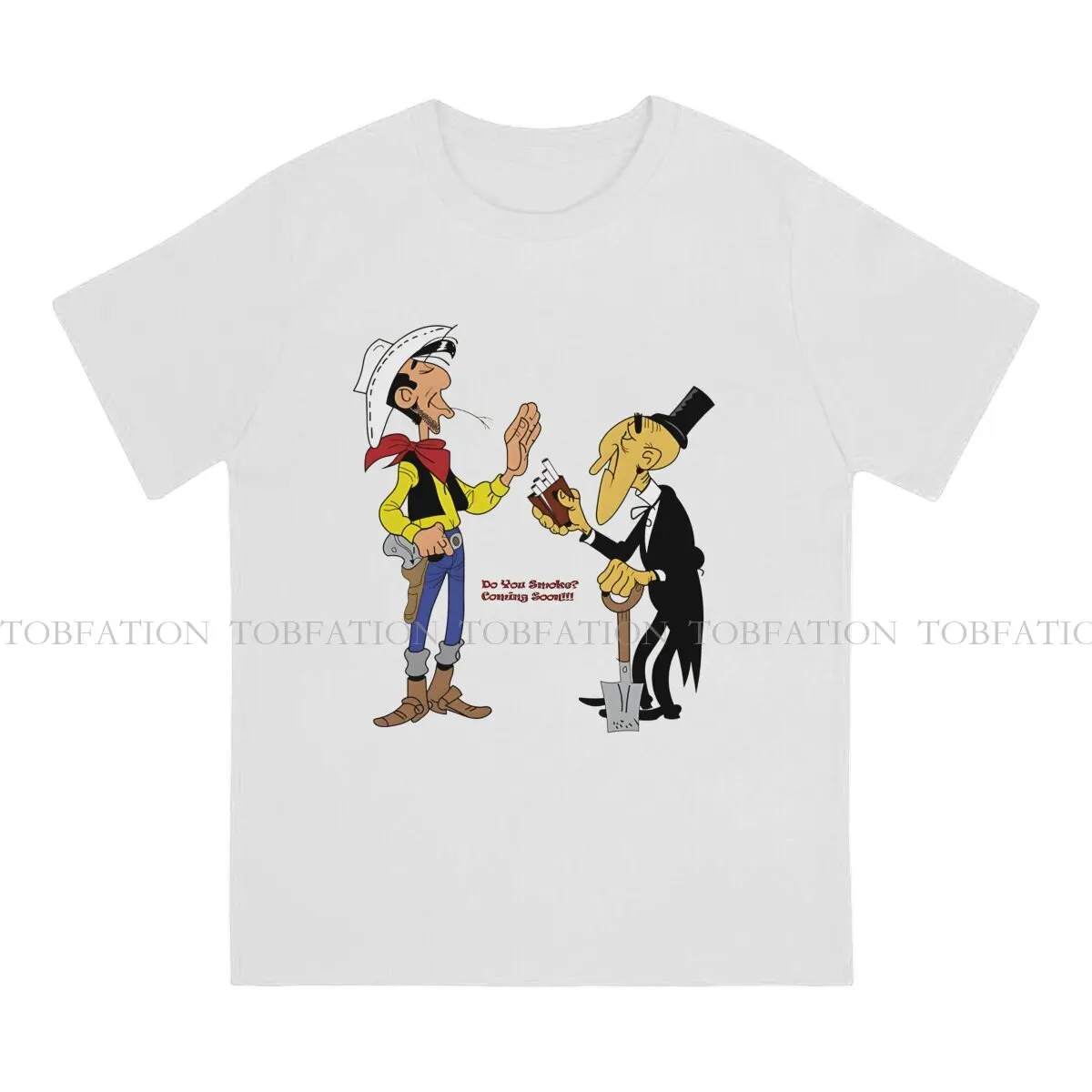Lucky Luke Cartoon Comic 100% Cotton TShirts Undertaker Print Men's T Shirt Funny Tops 6XL