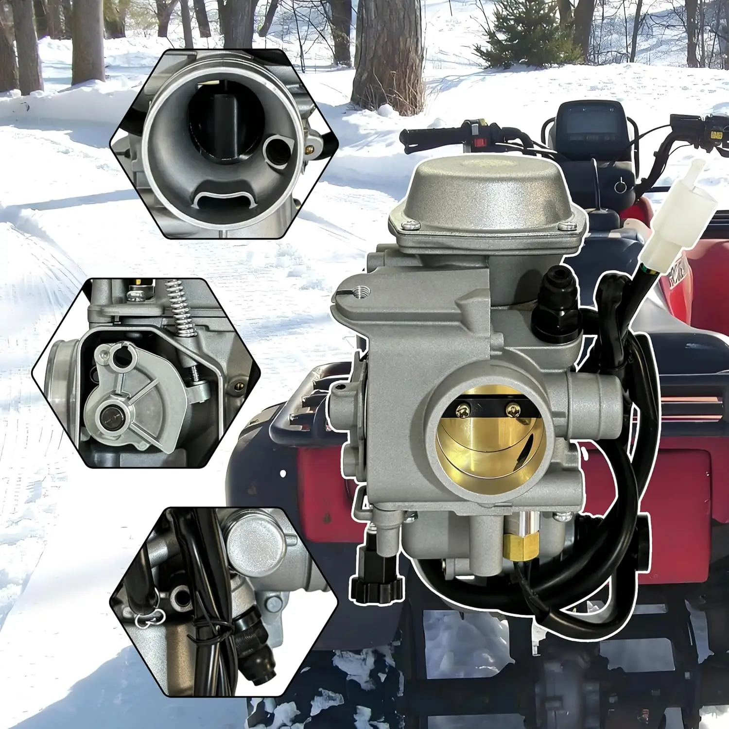 Replacement Carburetor Kit for Honda TRX350 2000-2006 OE# 16100-HN5-673 ATV Engine Parts w/ Air Filter & Tune-Up Kit