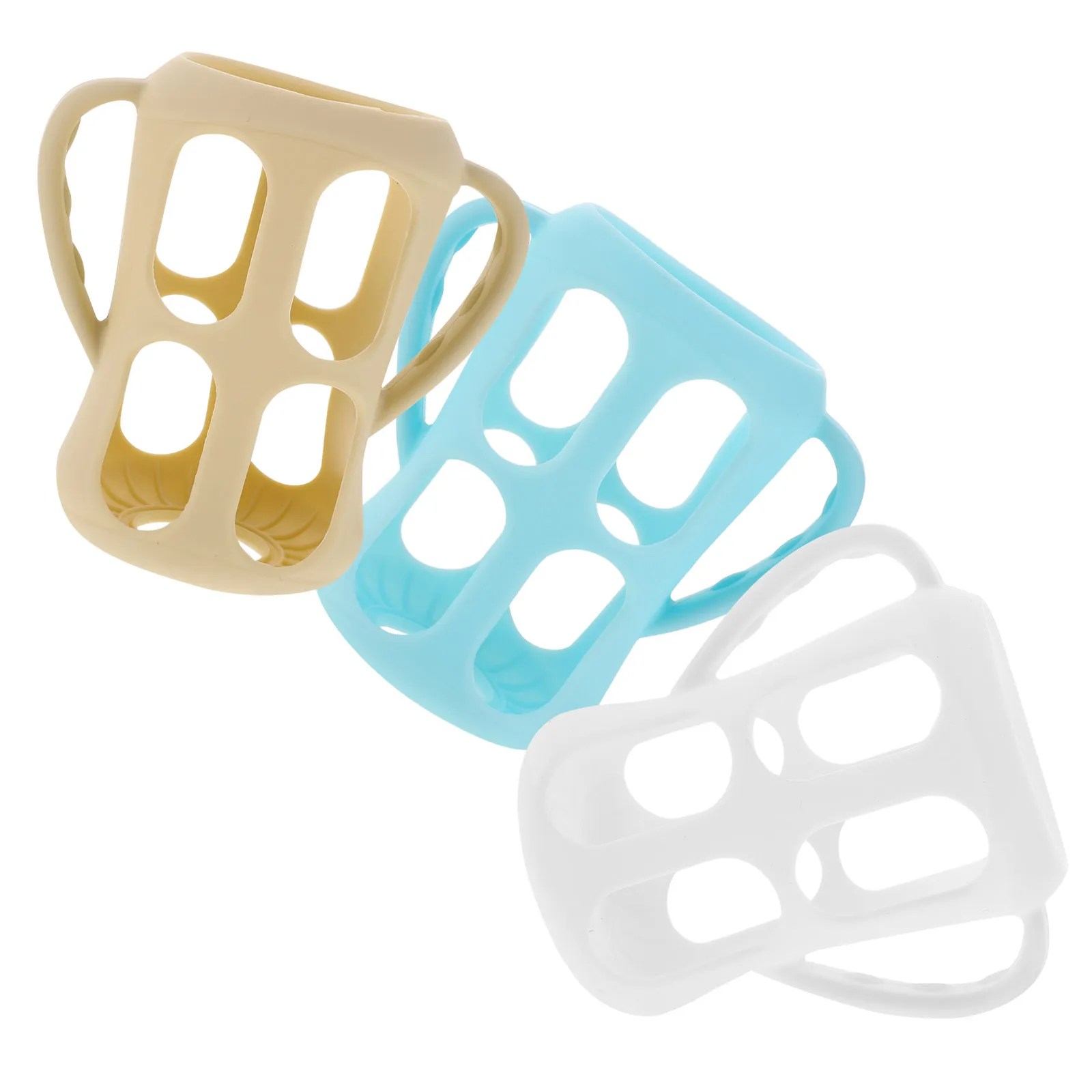 

3Pcs Baby Bottles Silicone Cover Handles Anti Breakage Protective Sleeve Thermal Insulation Toddler Cup Holder