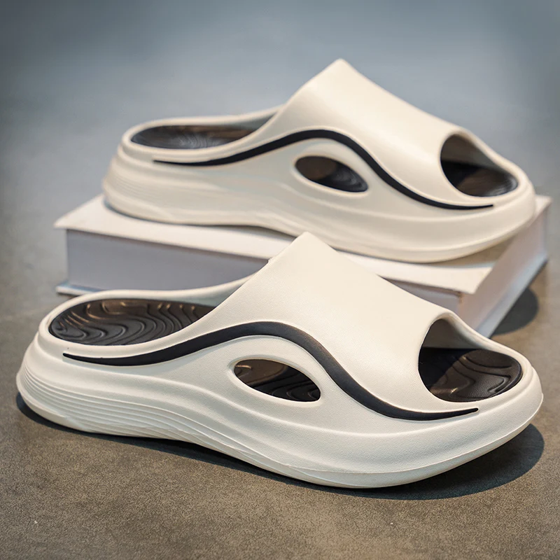 

Couples Summer Hollow Slippers Lightweight Breathable Slides Non-slip Durable Sole Sandals Comfortable Outdoor Beach Shoes