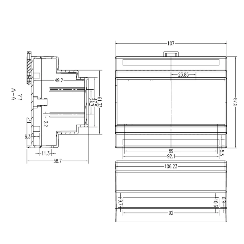 1pcs Factory Direct Sales Electronic Instrument DIN 35-Rail Power Box Controller Housing 88x107x59MM 4-03-3 ABS Plastic Shell view 6