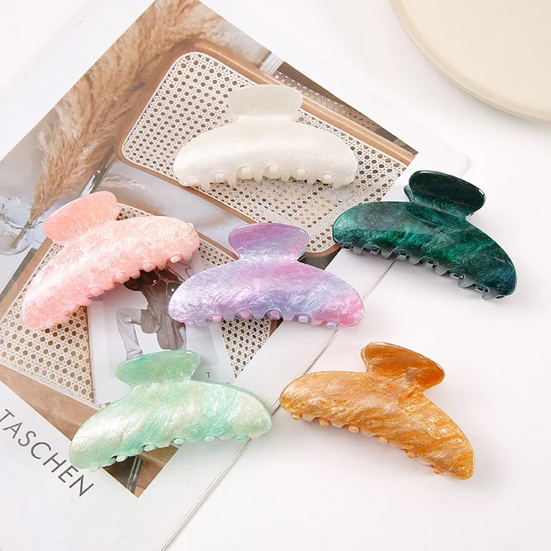 New Style Fashion Large Size Acrylic Candy Colored Stars Hairpin Bath Pan Hair Claw for Women Girl Hair Accessories Headwear