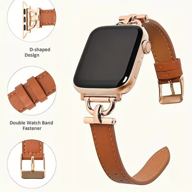 Female slim fit soft synthetic leather watch strap for casual use, suitable for Apple Watch accessories