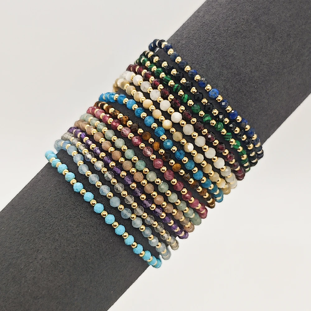 Vlen Boho-Perlenarmband für Damen, bunte Stretch-Armbänder aus Naturstein, trendige Mode, zierlicher Schmuck, Sommer, Strandurlaub – Detail 2
