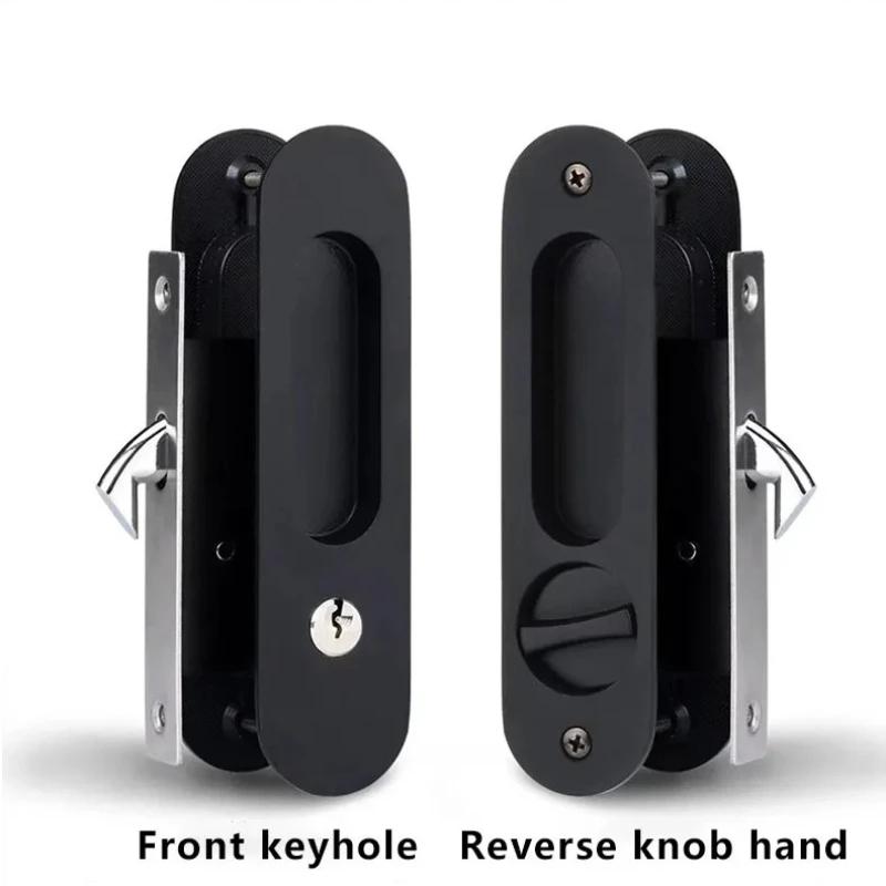 قفل الباب المنزلق قفل الباب التحول قفل الباب الخشبي غير مرئي الباب الداكن الأسود التحول مقبض الباب رحلة المطبخ قفل باب الحمام #1