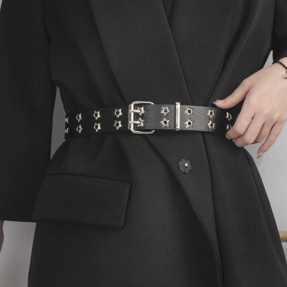 

Star Studded Womens Punk Belt Hollow Design Adjustable Belt for Jeans Dresses Waist Belts Belts for Women