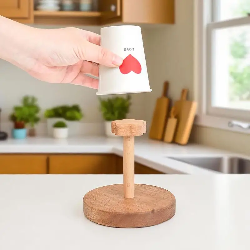 

Деревянная стойка для хранения стаканчиков, креативный круглый бытовой подстаканник «сделай сам», для одноразовых бумажных стаканчиков, настольная стойка для хранения