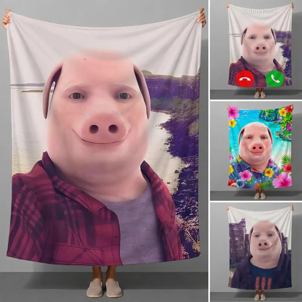 Meme J-John Pork Viral Funny Meme Throw Soft Flannel Throw Blanket for Couch Bed Sofa Warm Cozy Lightweight All Season