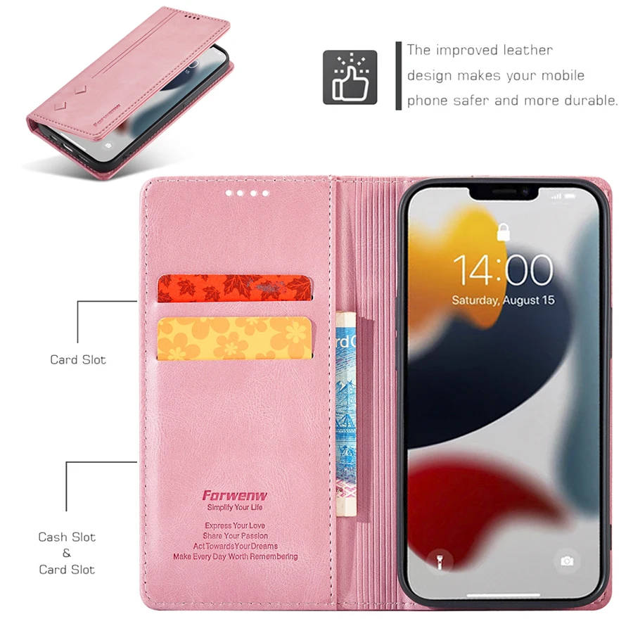 Wallet Style Skin Feel Flip Leather Case For iPhone 13 Pro Max 13Mini 12 Pro Max 11 Pro Max SE2020 X XS XR XS Max 8/7/6/6S/ Plus