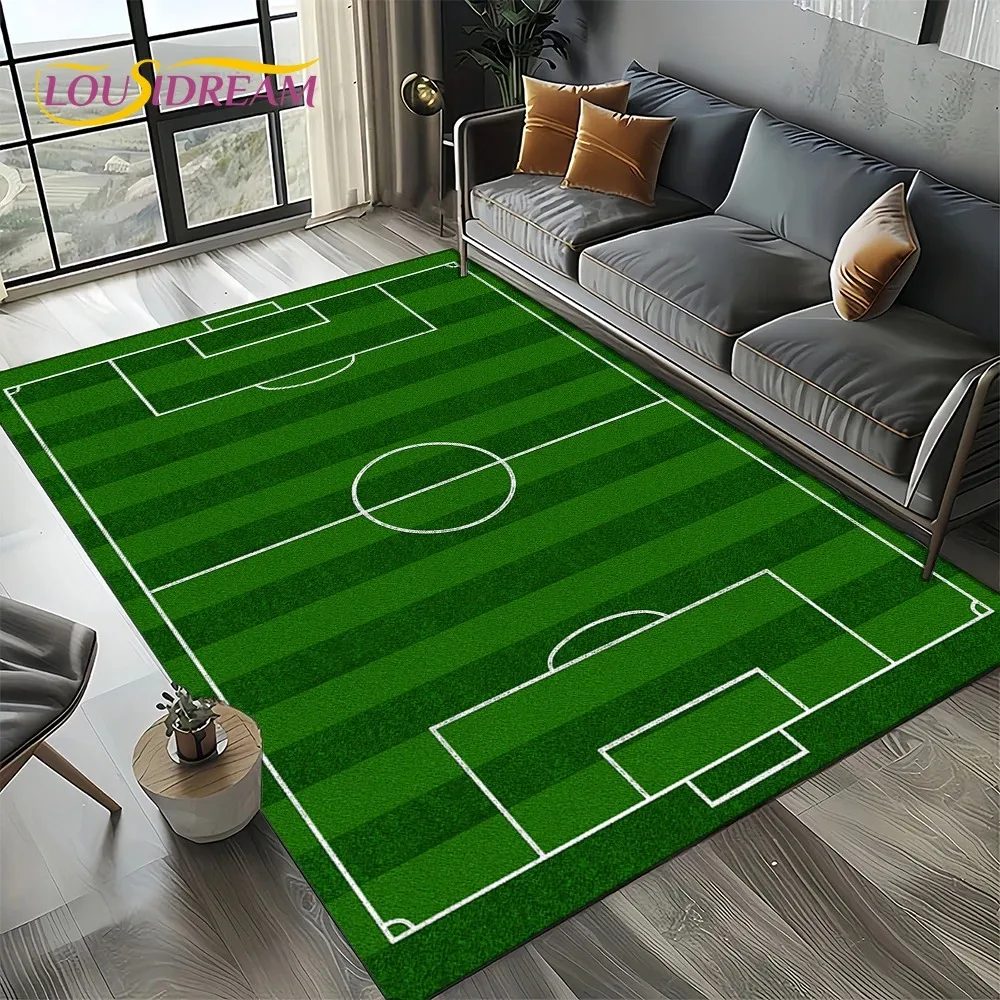 Alfombra deportiva de fútbol estilo campo de fútbol para sala de estar, dormitorio, decoración del sofá del hogar, alfombra antideslizante para niños