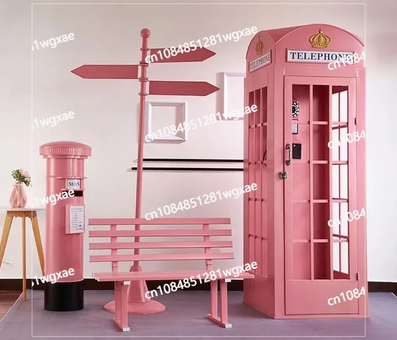 

Опора Почтовый ящик Телефонная будка Ретро Телефонная будка Лондон Розовый Телефонная будка Украшение