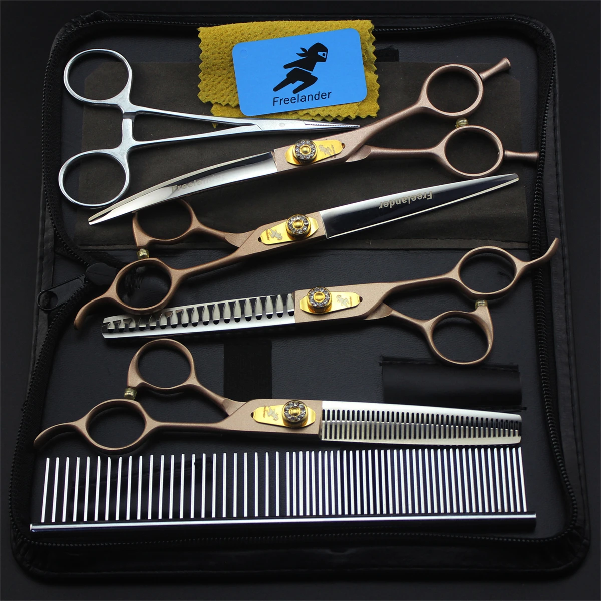 

Dog Grooming Scissors Professional 7" Japan 440C Thinning Shears Straight Scissors Pet Beauty Chunker Scissors Curved Shears