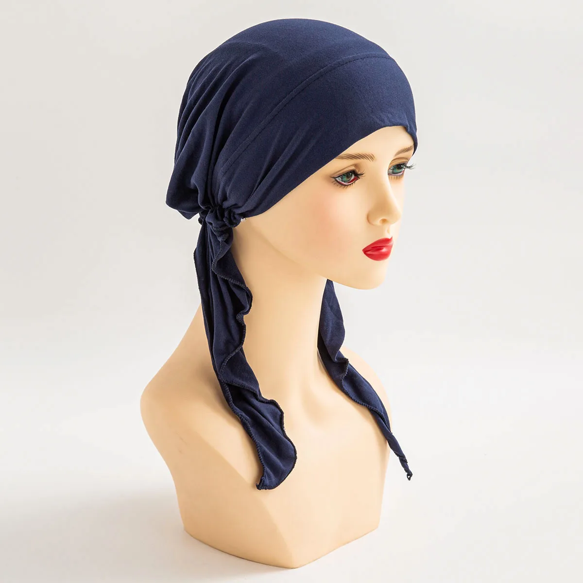 Turban Hat Arc Hat Solid Color Turban Hat Muslim Women\'s Hat Long Tail Hat Fashion Head For Women