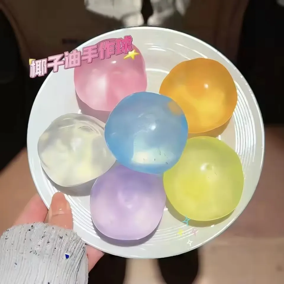 6cm Pink Blue Coconut Oil Handmade Ball Malt Sugar Manual Ice Transparent Malleable Diy Slow Rebound Cute Stress Relief Toy Gift