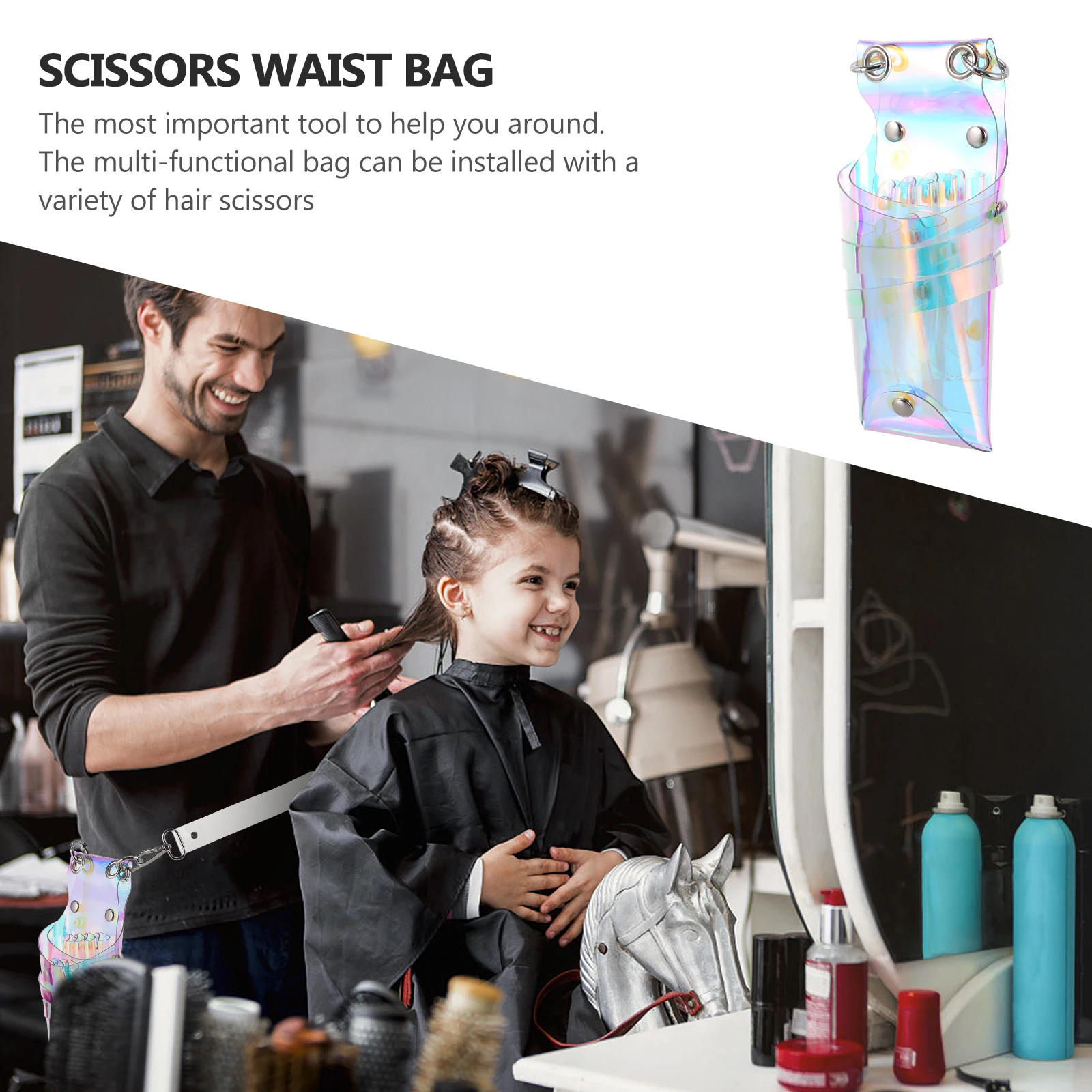 TPU Hairdressing Scissors Bag Transparent Multi Compartment Tool ganizer Waist Pouch Barber Storage Container Slope Bag