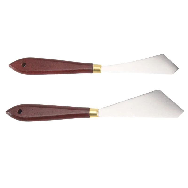 

Highly Recommended-2 Pcs Painting Scraper Knife Stainless Steel Painting Mixing Scrapers Palette Painting Knife For Painting Art
