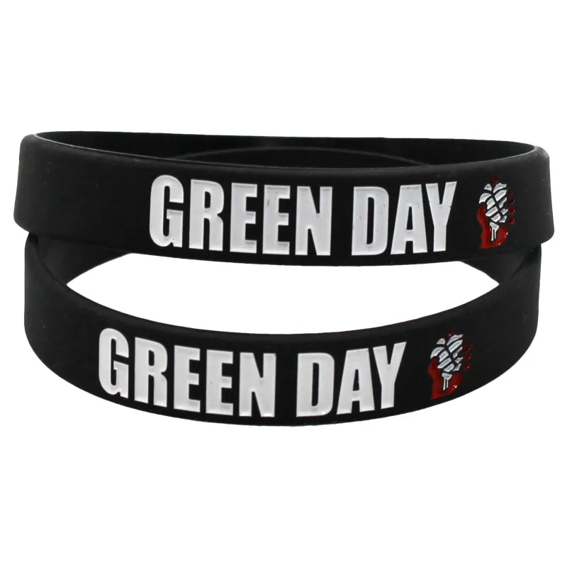 1PC New GREEN DAY Silicone Bracelets&Bangles Black Letters Silicone Wristband for Rock Music Band Lovers Fans Concert Gift SH182