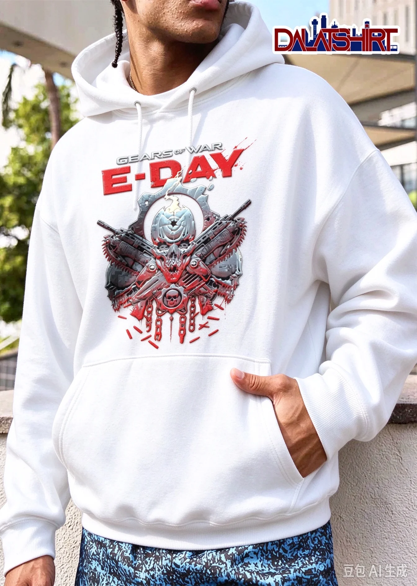 Gears of War E-Day Hoodie Retro Game Graphic Hooded Sweatshirt Men Women Oversize Pullover Gears of War Gaming Merch