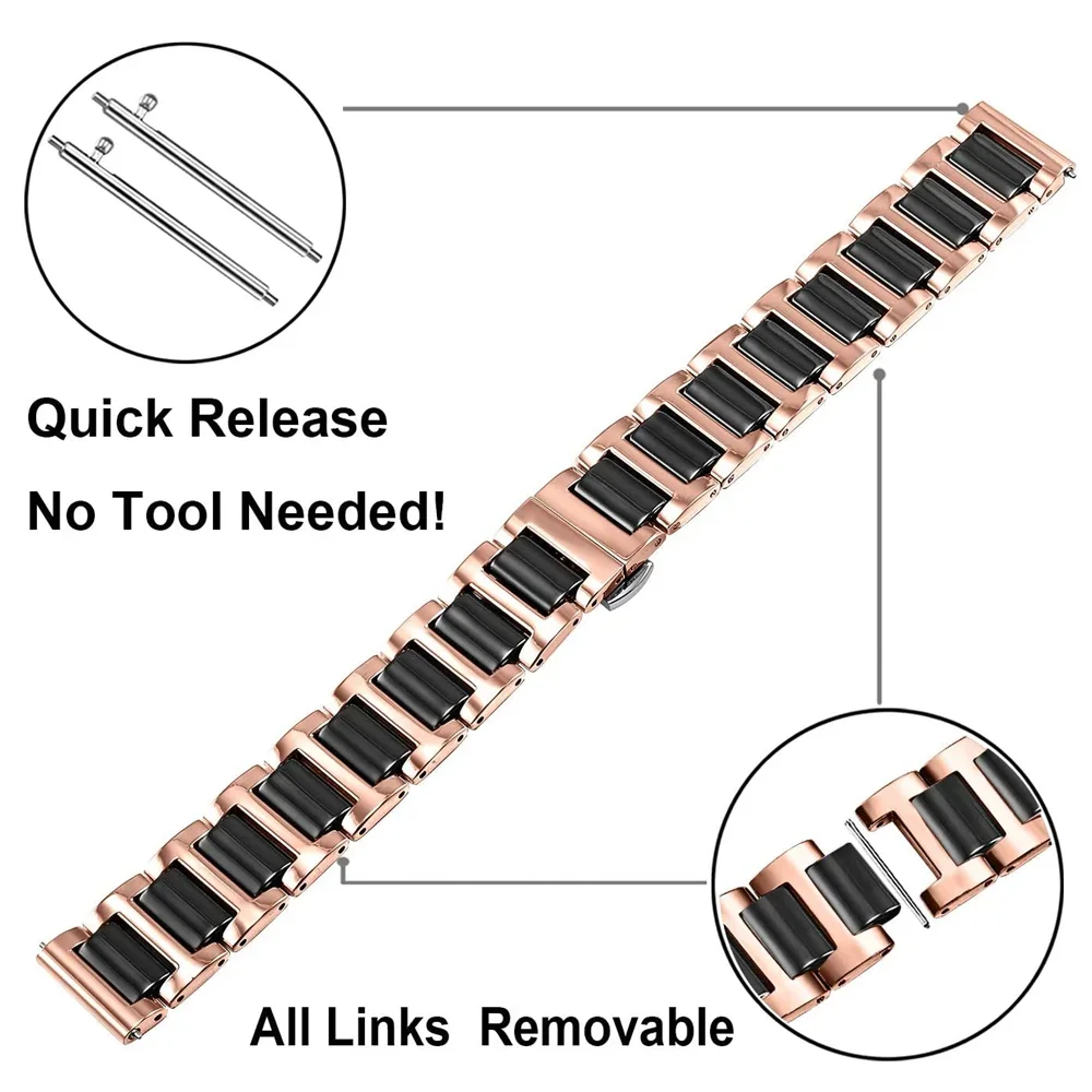 22mm 20mm Ceramic Strap for Samsung Galaxy Watch 7/6/5/4 Huawei Watch 4 3 GT5-4-3 46mm Metal Bracelet for Amazfit GTR/GTS Correa