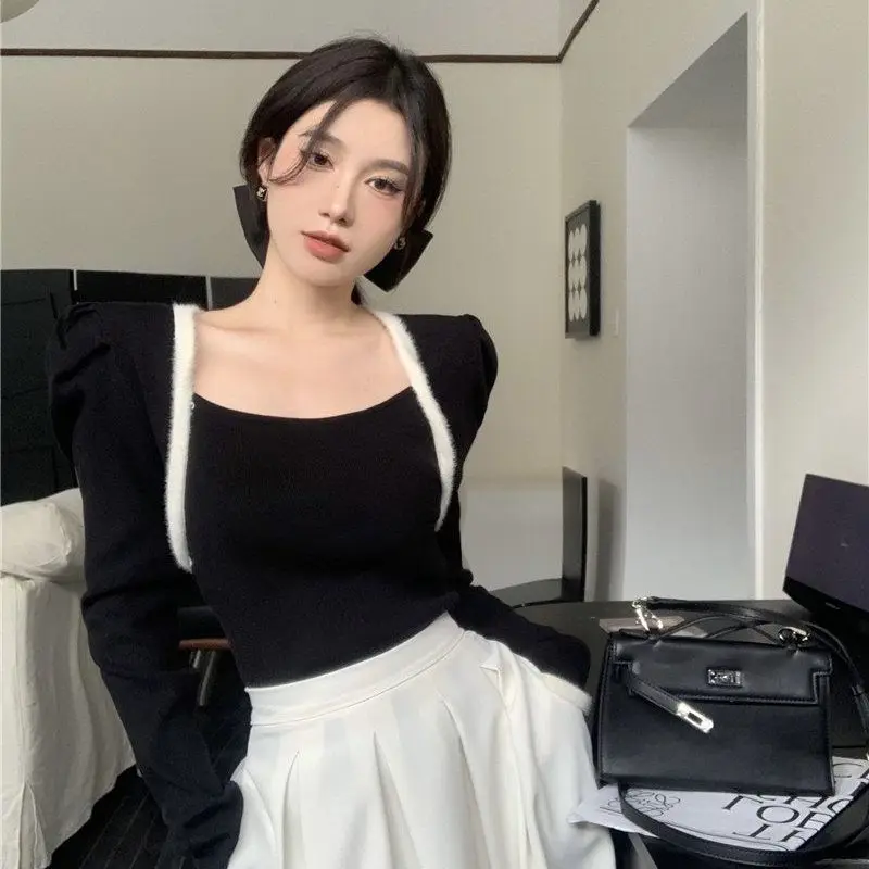 

Sweaters Jumpers Pullovers Woman Teen Streetwear Pseudo Two-Pieces BF Y2K Lady OL Work Professional Business Meeting Commute Fit