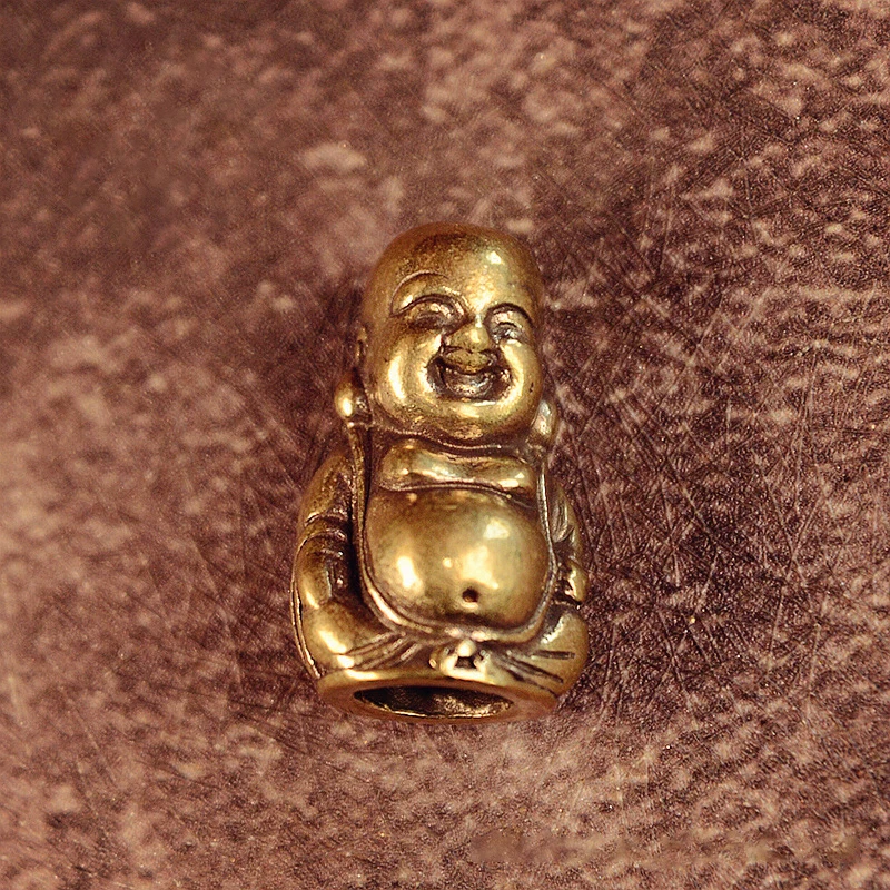 Petite statue de bouddha Maitreya en cuivre pur, grand ventre souriant, ornement Feng Shui, décoration de la maison, accessoire artisanal, figurine en laiton porte-bonheur