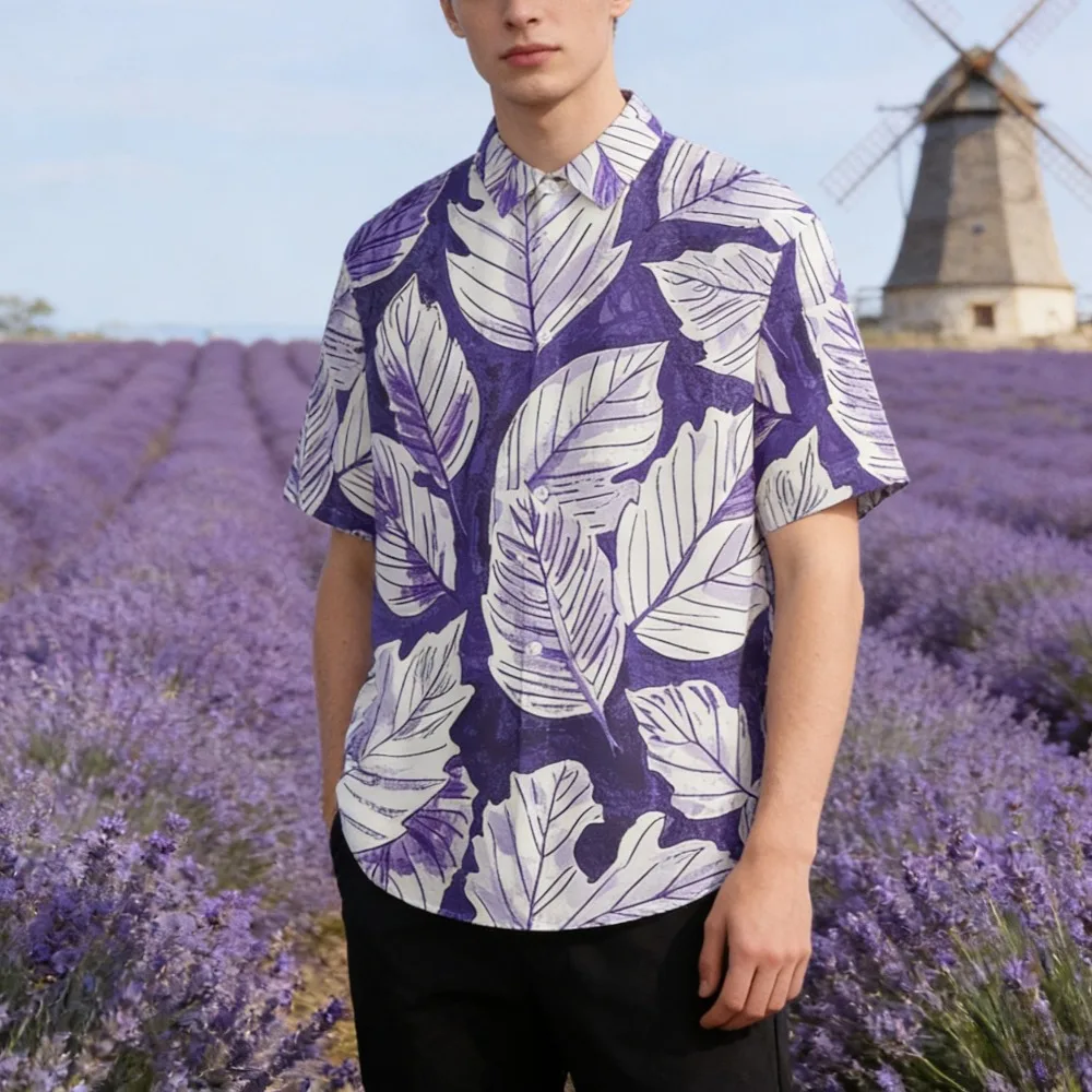 

Мужская рубашка на пуговицах с коротким рукавом, повседневная пляжная рубашка с принтом тропических листьев, летняя рубашка для отдыха с цветочным принтом, крутая уличная одежда