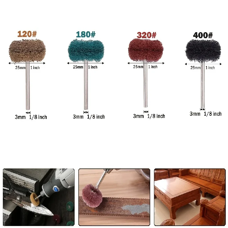 10pcs Mini Drill Abrasive Brush Nylon Buffing Polishing Wheel with 3mm Shank for Dremel Rotary Tool Accessories Set