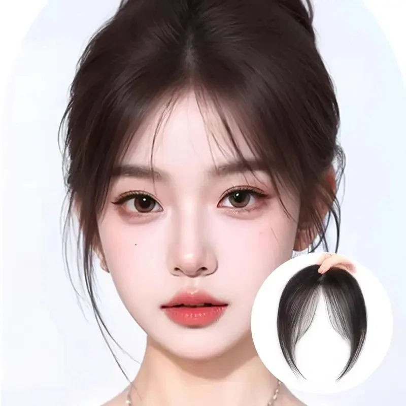 New Front Fringes Hairpiece Synthetic Fake Middle-Part Bangs Hair Extension Natural Seamless French Oblique Bangs