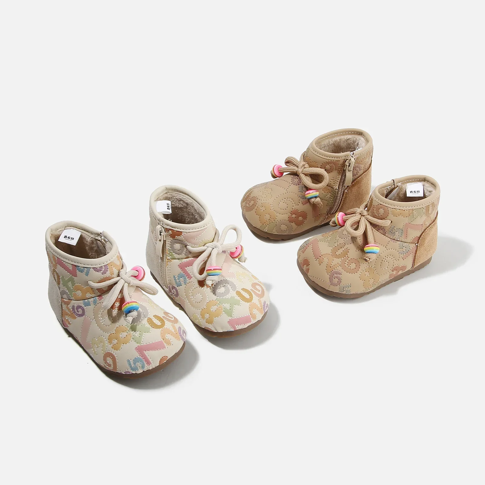 

Toddler Girls Anti-Slip Warm Snow Boots 2025 New Winter Fleece Lined Cotton First Walker Decor Soft Sole Short Boots