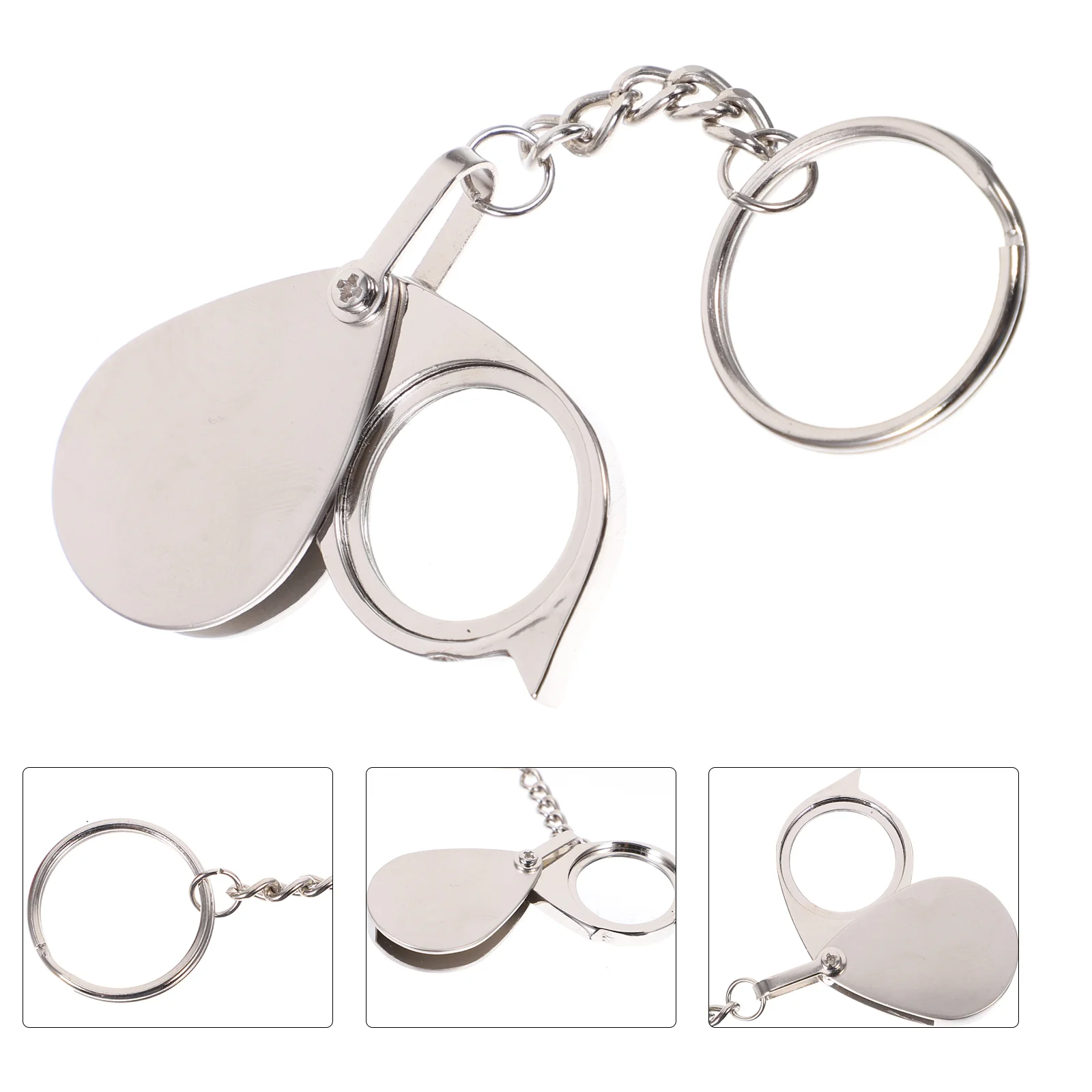 

Magnifier Keychain Mini Keyrings Foldable Loupe High Definition Glass Lens Metal Portable Jewelry Tool Kids Gift Silver