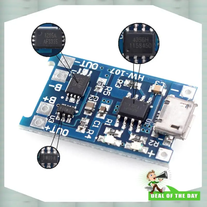 24-Hour Delivery 50 PCS TP4056 Micro-USB 18650 Lithium Battery Charging Board 5V 1A Charger Module With Protection Dual Function