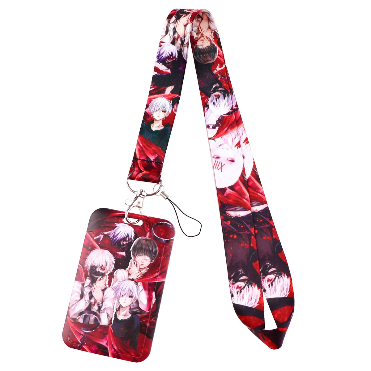 Japanese Anime Kaneki Ken Neck Strap Keychain Badge Holder ID Card Pass Hang Rope Lariat Lanyard for Key Rings Decorations