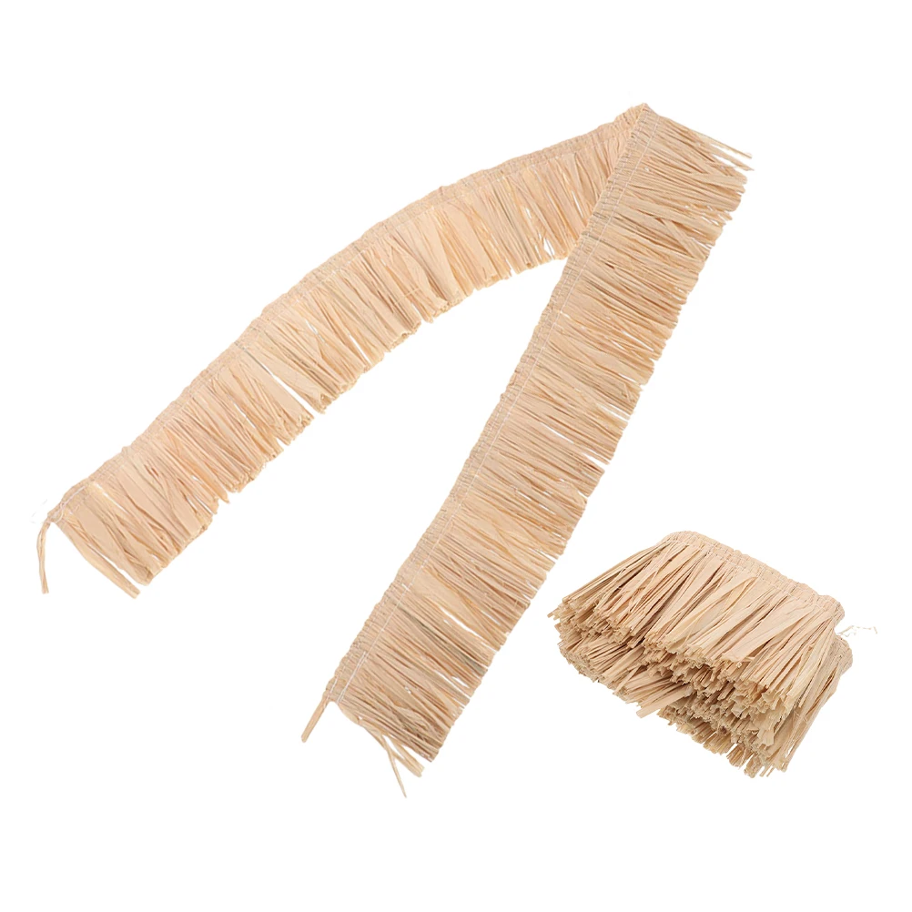 

2 PCS Braided Grass Skirt Accessories Fringe Raffia Ribbon Diy Decoration Wedding Craft Twine Tassel Bouquet Bubble Tea Straws