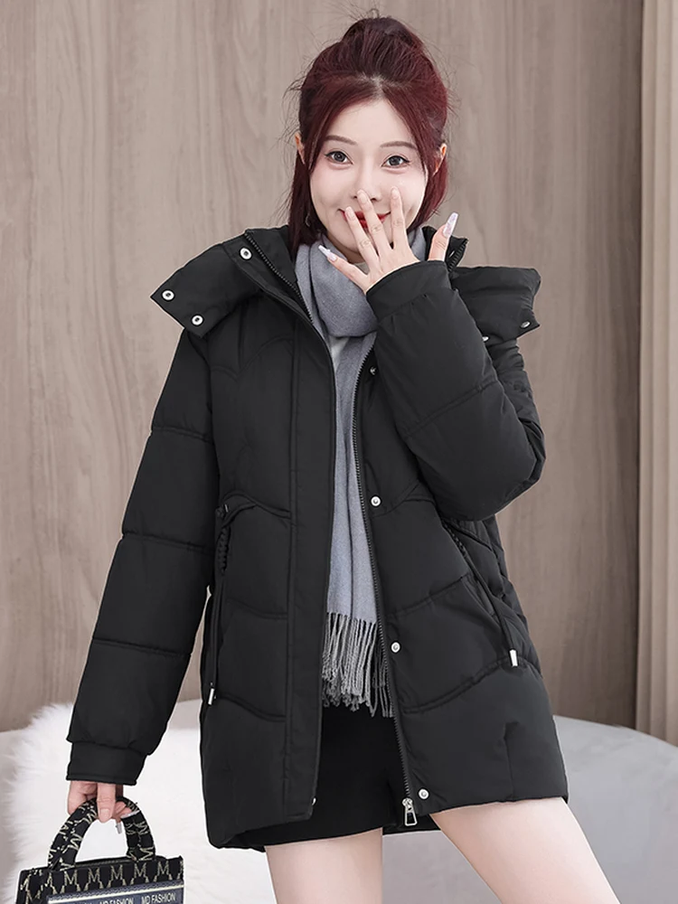 

Faionable Thiened Cotton Jaet, женское зимнее пальто, пуховое хлопковое кимоно с капюшоном, свободная теплая верхняя одежда, пальто средней длины