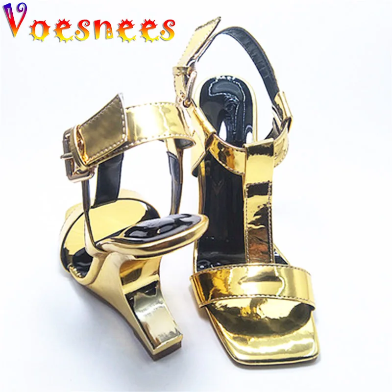 Summer 2022 New European And American High Heels Fashionable Wedges Super Stable Stage Sandals Model Party No Heel Women\'s Shoes