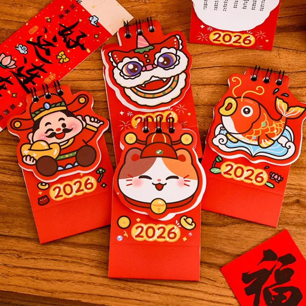 Simple Red Desk Calendar To Do List Cartoon Mini Calendar Schedule Planner Desktop Decorations