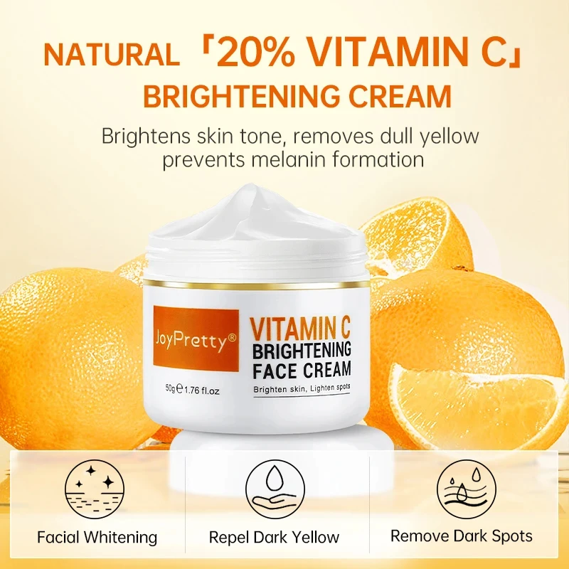 Vitamin C Face Cream 50G Lightening Moisturizing Facial Smoothing Fade Melanin Brightening Cream Skin Care Beauty Health