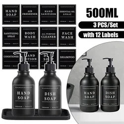 2/3 PCS 500ML Matte Shampoo Dispenser Soap Empty Bottle Refillable Bathroom Lotion Conditioner Hand Sanatizer Kitchen Organizer