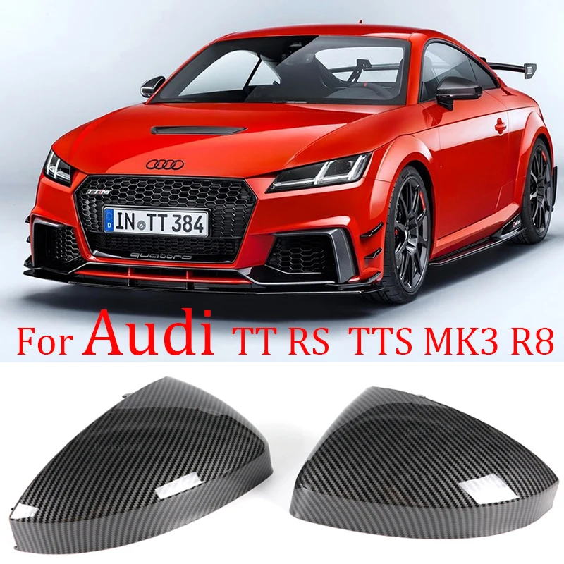 車用バックミラーカバーの交換,カーボンファイバーモデル,黒,アウディtt tts ttrs mk3 8s 2015-23 r8 2016- 2023