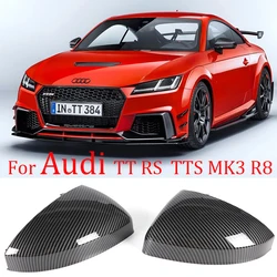 Black For Audi TT TTS RS TTRS MK3 8S 2015-23 R8 2016- 2023 Carbon Fiber Pattern Car Side Rear View Rearview Mirror Cover Replace