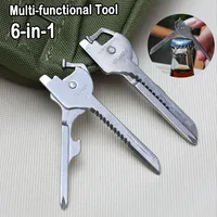 6 in 1 Multi Tool Key Multi-functional Metal Utili-Key Camping Mini Unboxing Knife Key Chain Pedant Screwdriver Bottle Opener